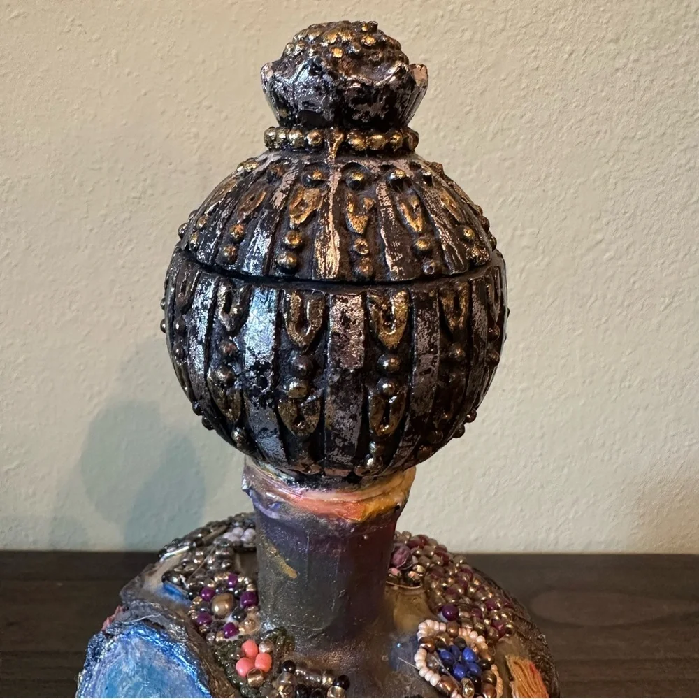 Boho Bohemian Luxe Bejeweled Decorative‎ Bottle Vase Vintage